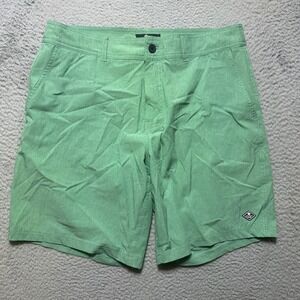 Sperry Mens Hybrid Board Shorts Green Heather Stretch Swim Trunks Size Large